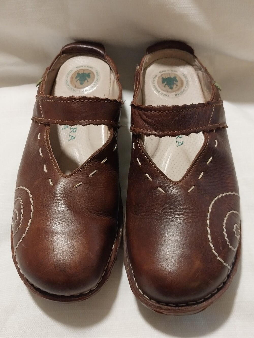 El Naturalista Yggdrasil Brown Leather Slip On Comfort Mary Jane Mule Clog